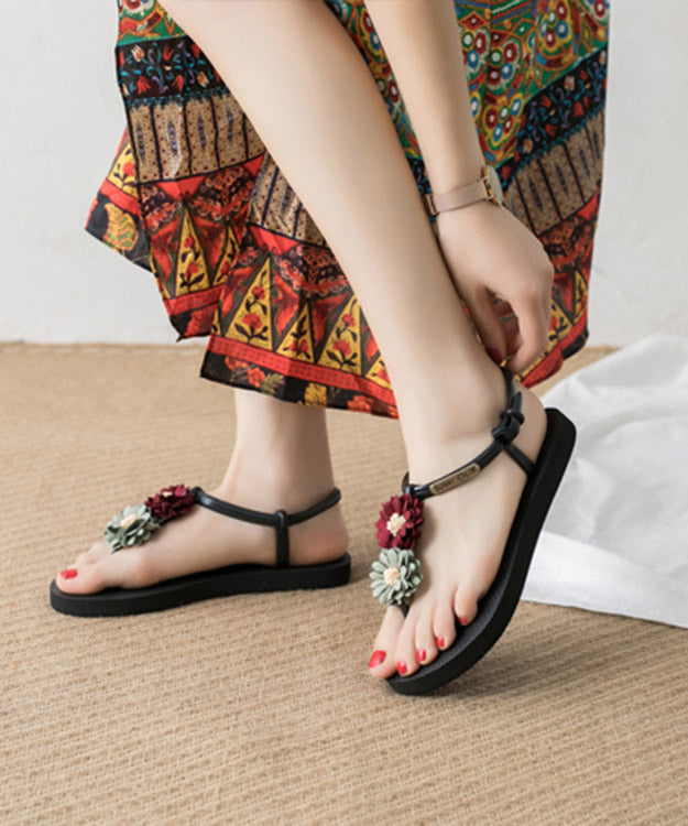 Pink Green Flower Lace Up Water Sandals