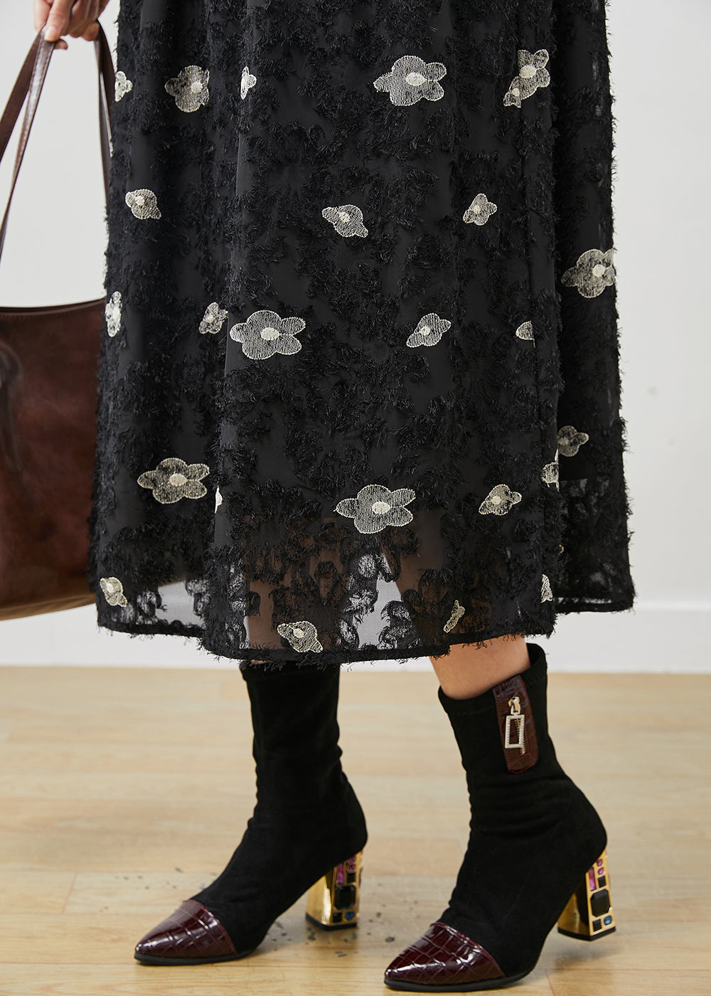 Stylish Black Exra Large Hem Cotton Maxi Dresses Spring