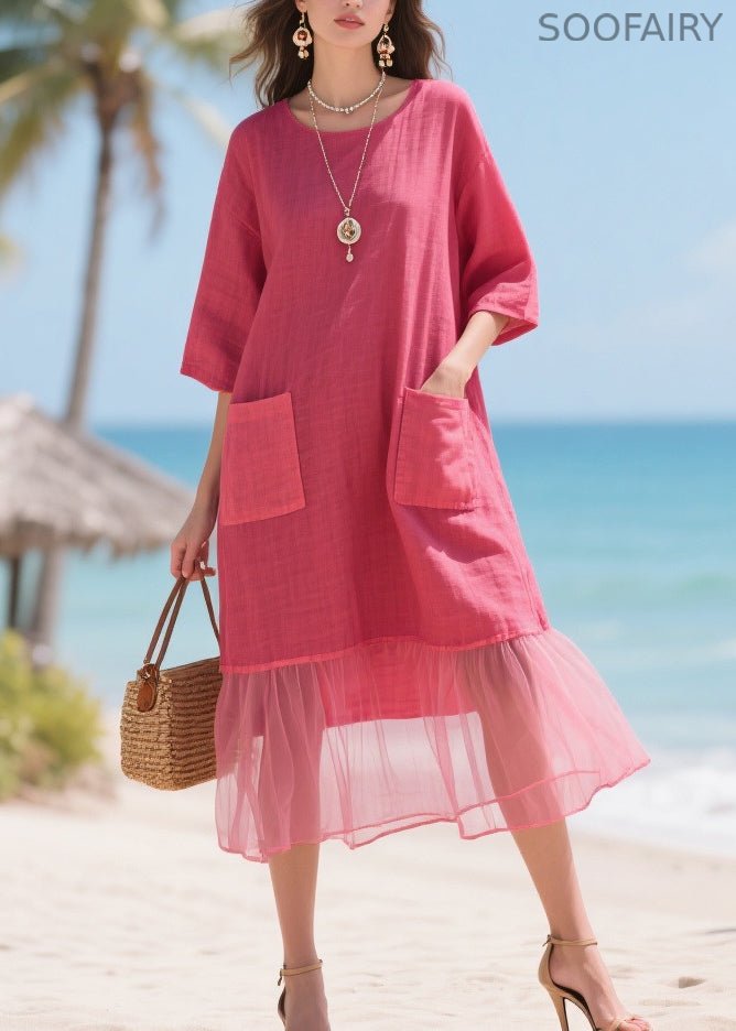 Rose Oversized Patchwork Tulle Maxi Dresses Summer