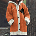 Comstylish Vintage Peek-A-Boo Hiding Black Cat Pattern Women's Hooded Sweater Cardigan