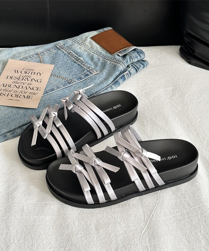 New Versatile Silver Bow Platform Slide Sandals