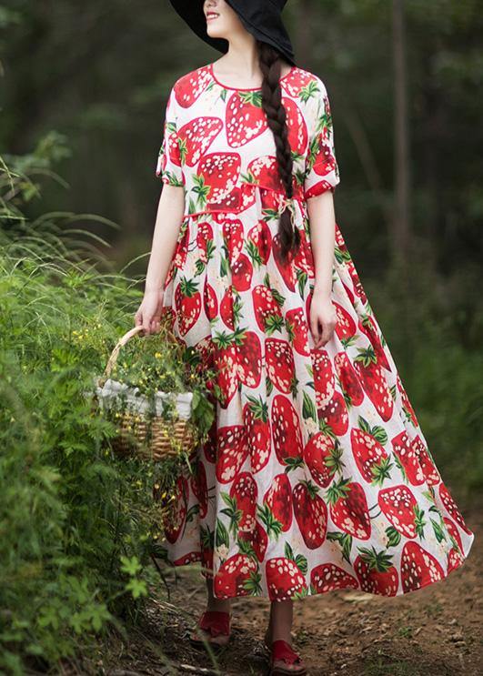 Diy O Neck Exra Large Hem Summer Tunic Ideas Red Strawberry Dress
