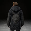 Men's Viking Style Celtic Knot Wolf Head Mid-length Cardigan Sweater artswardrobe