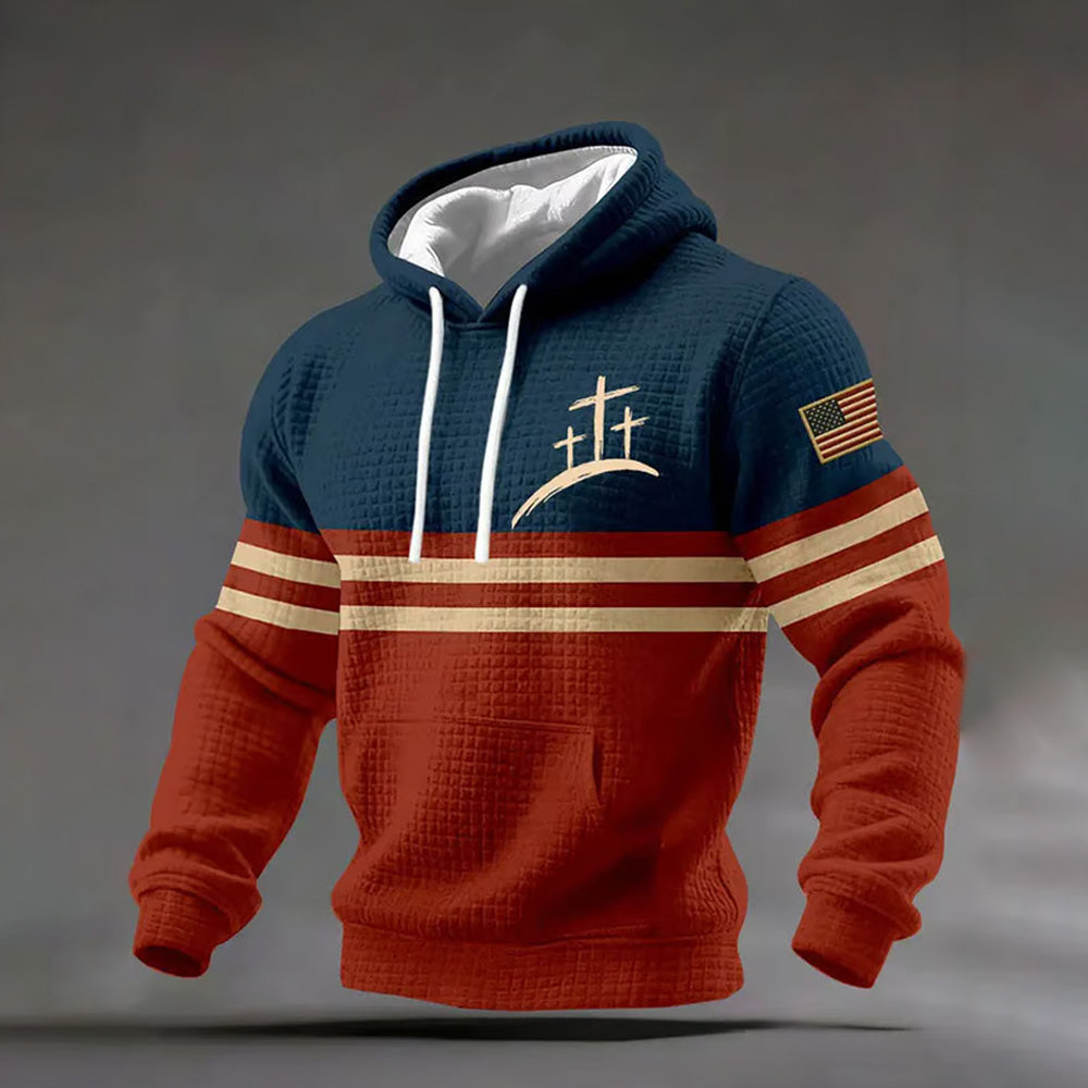 Comstylish Men's Casual Cross Faith Printed Hooded Sweatshirt