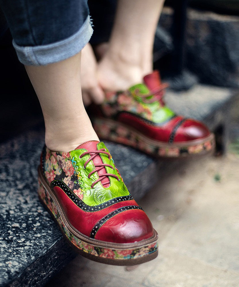 Sheepskin Printed European and American Style Lace Up Shoes