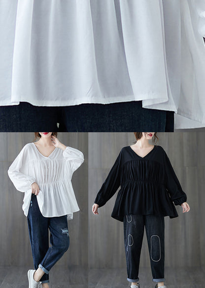 Art Black Loose Lantern Sleeve Fall Shirts