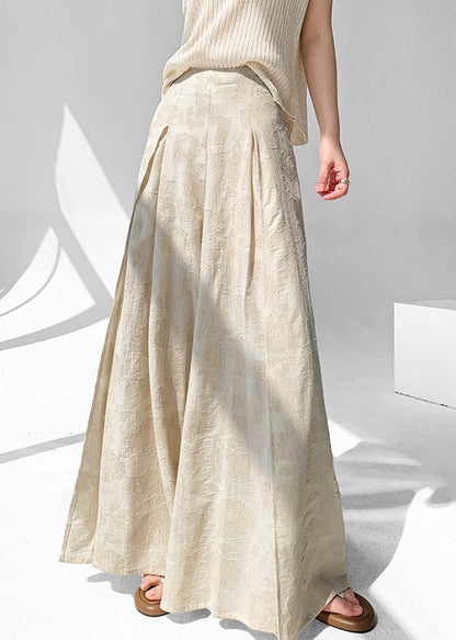 Apricot Zippered Side Open Cotton Pants Skirt Summer