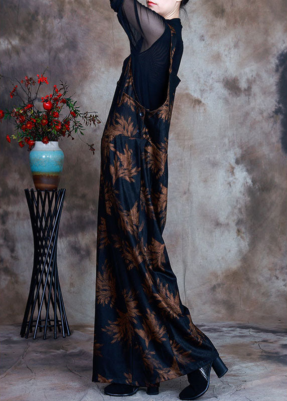 Retro Navy Print Slim Fit Fall Jumpsuit Pants
