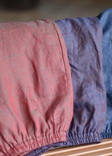 Red Linen Wide Leg Pants Trousers