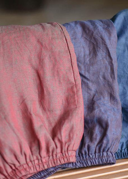 Red Linen Wide Leg Pants Trousers