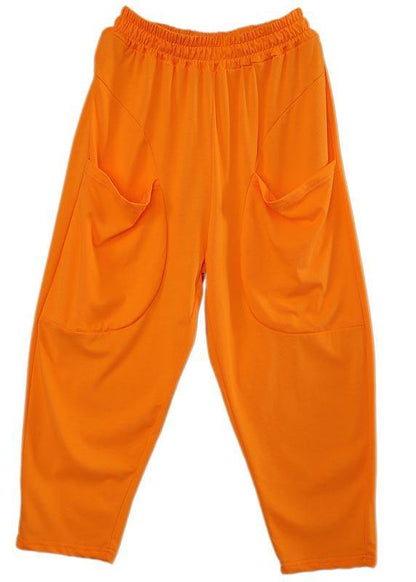 Orange Pockets Harem Pants Summer
