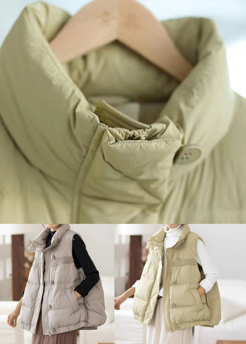 Light Grey Zippered Pockets Cotton Filled Waistcoat Sleeveless