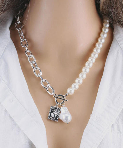 Gold Chain Pearl Necklace for Baroque Pearl Metal Two Piece Set