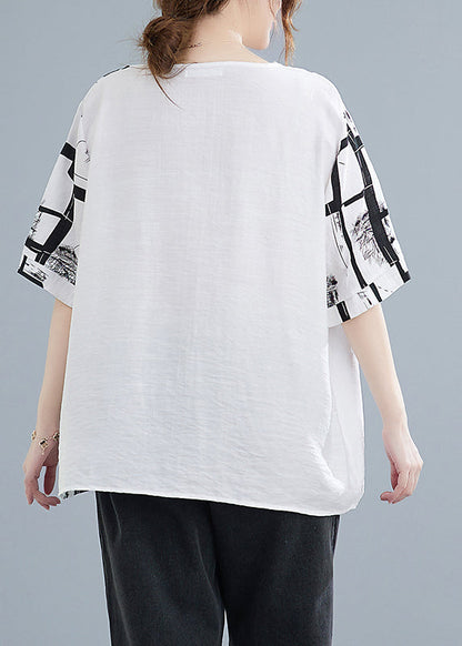 French White O-neck Cotton Beach Tanks Short Sleeve