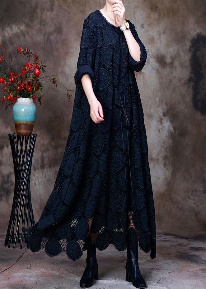 Orange Embroideried Asymmetrical Design Fall Dress Long Sleeve