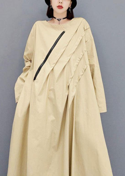 Italian Khaki Fall Long Sleeve Maxi Dresses