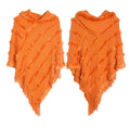 Vintage Solid Fringed Hooded Sweater Pullover Shawl elevenforest