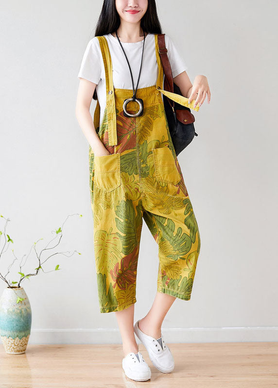 Yellow Pockets Print Jumpsuit Summer