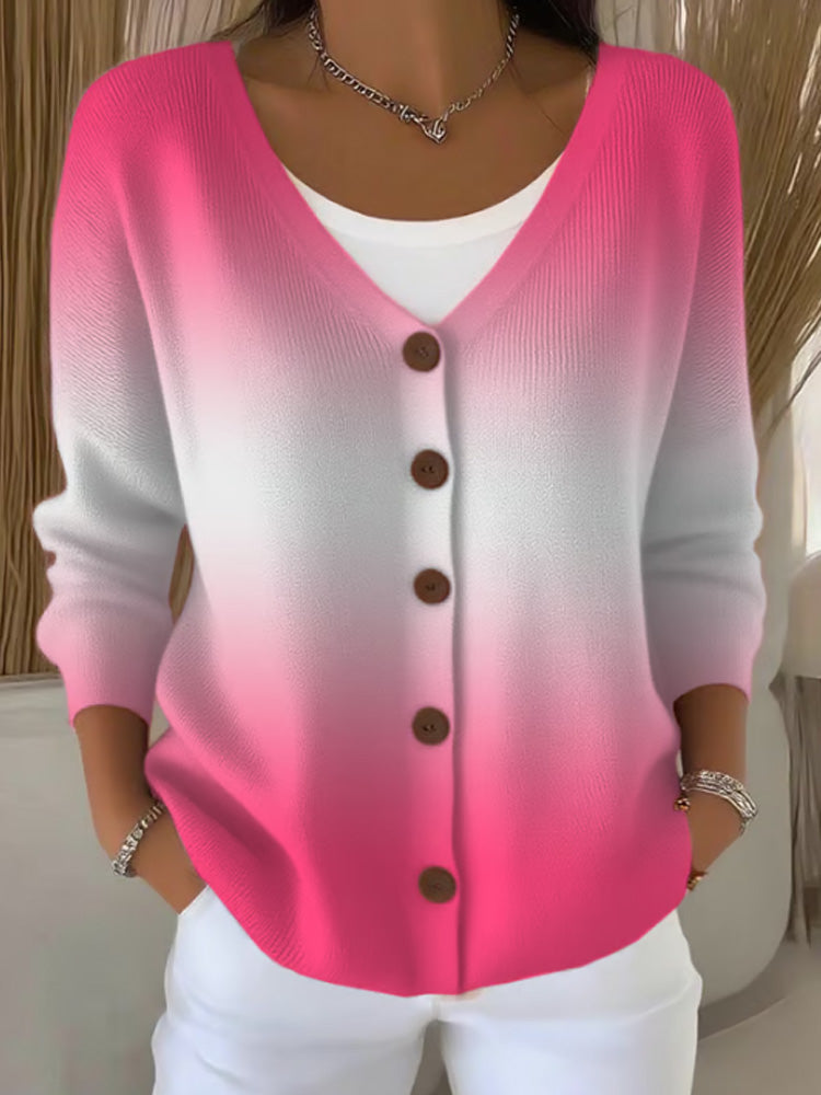 Women's Casual Autumn And Winter Gradient Cardigan elevenforest