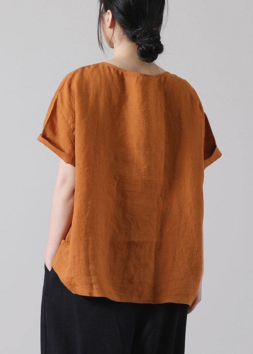 Black Patchwork Shirt Short Sleeve Cotton Linen