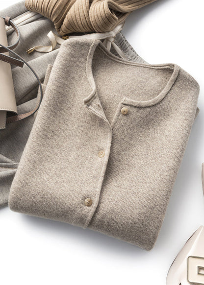 Khaki Button Woolen Beach Vest Sleeveless