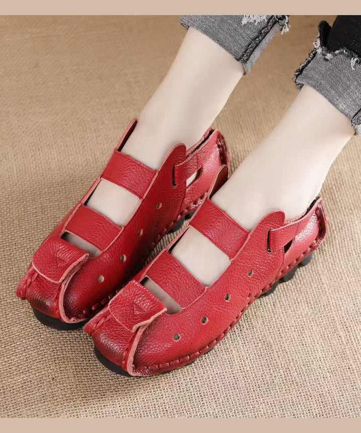 New Comfortable Black Flat Sandals Splicing Hollow Out