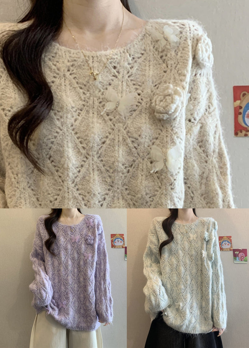 Apricot Butterfly Hollow Out Cozy Knit Sweater