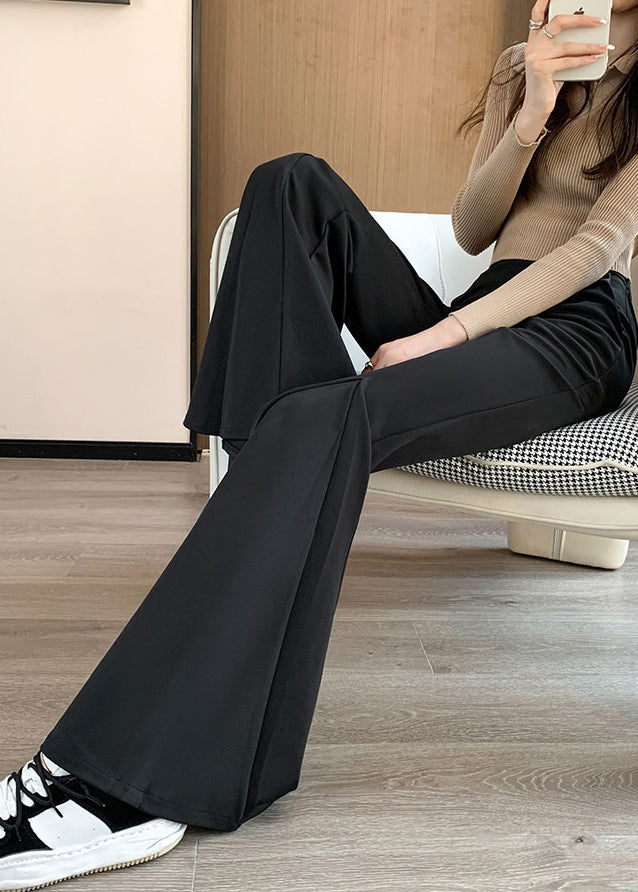 Black Tummy Control Spandex Bell-bottom Trousers Spring