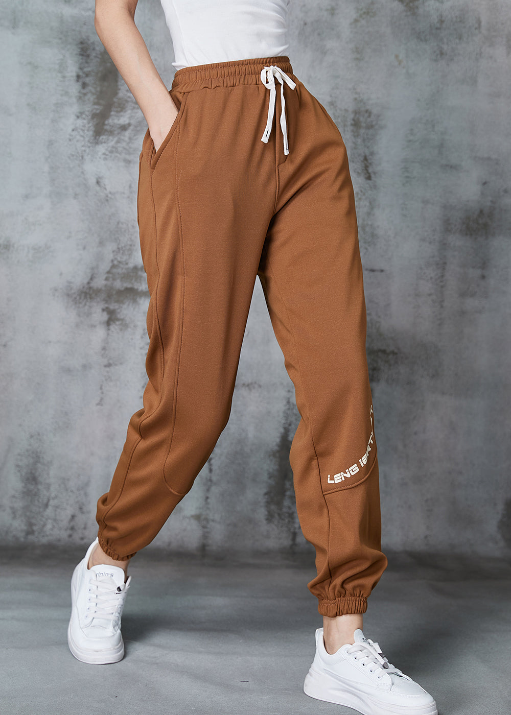 Khaki Oversized Patchwork Cotton Harem Pants Spring