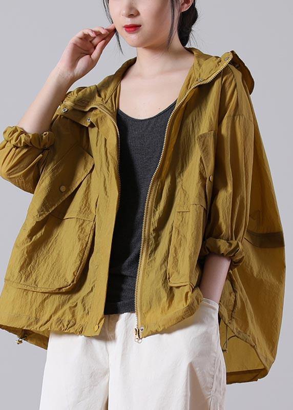 Yellow Loose Upf 50+ Coat Jacket Hoodie Coat Summer