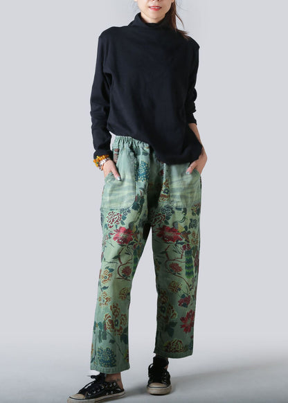 Light Blue Pockets Print Denim Straight Pants Spring