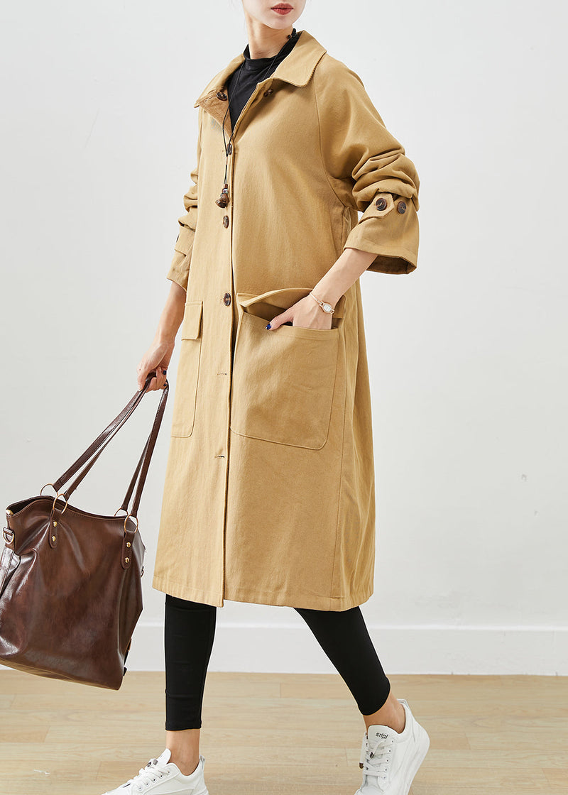 Boutique Coffee Oversized Wear on Both Sides Corduroy Trench Coat Fall