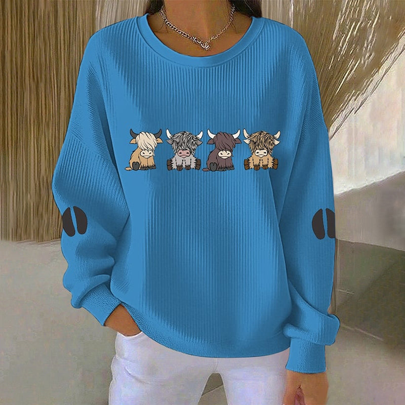 Women's Cute Highland Cow Print Casual Sweatshirt artswardrobe