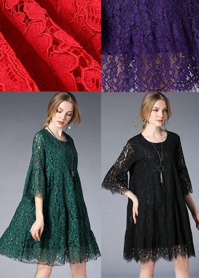 French Purple Half Sleeve Spring Vacation Dresses Half Sleeve