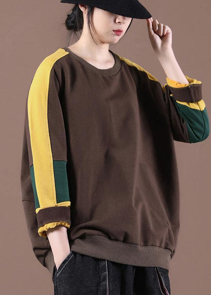 Chocolate O-neck Sweatshirts Tracksuits