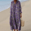 Vintage Tranquil Spring Lovely Floral Art Pattern Casual Midi Dress artswardrobe