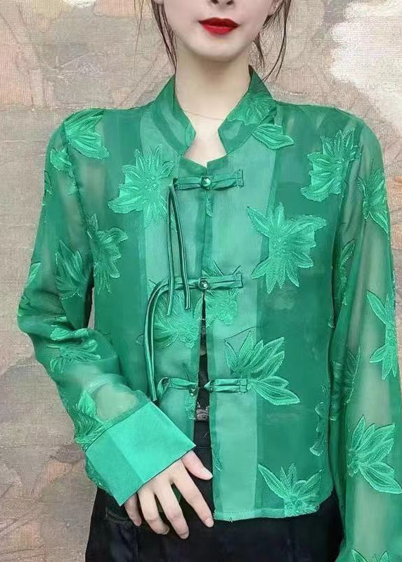 Diy Black Tasseled Chinese Button Tulle Upf 50+ Blouses Fall