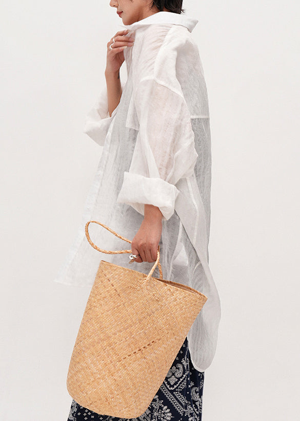 White Oversized Cotton Upf 50+ Shirt Summer
