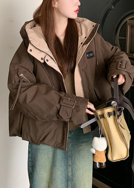 Coffee Oversized Pockets Fine Cotton Filled Witner Coats
