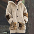 Comstylish Lovely Kittens Cats Art Cozy Knit Hooded Cardigan