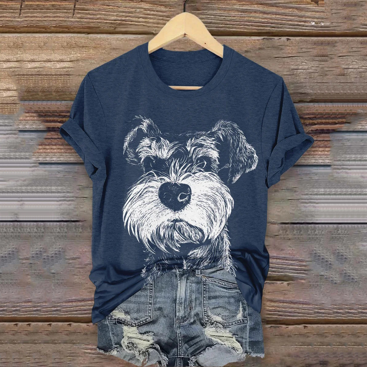 Comstylish Women's Cute Dog Art Print Casual T-shirt