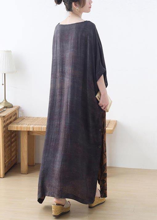 Grey Print Batwing Sleeve Party Summer Chiffon Dress