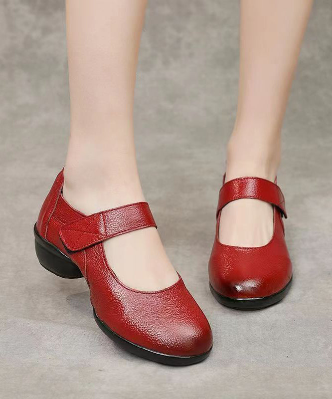 Buckle Strap Splicing Chunky Black Cowhide Leather Dance Shoes