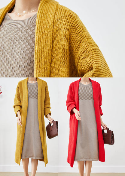 Red Oversized Thick Knit Cardigans Winter