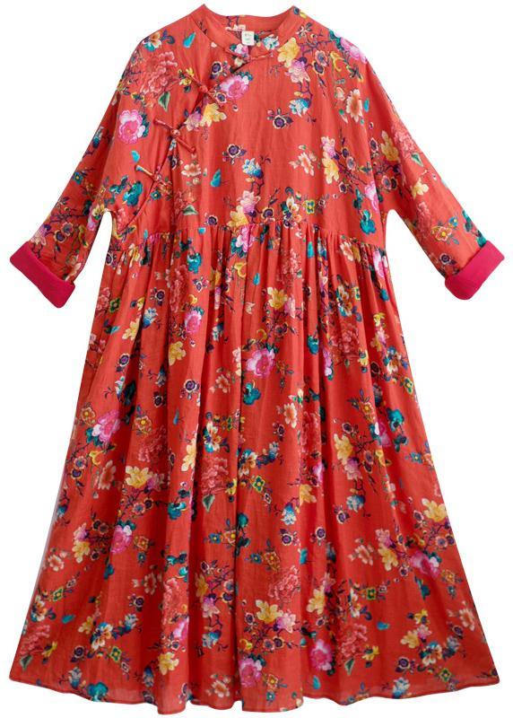Style Stand Spring Clothes for Design Red Print Dresses