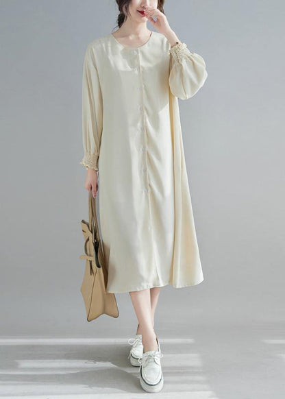 Nude Wardrobes O Neck Lantern Sleeve a Line Spring Dresses