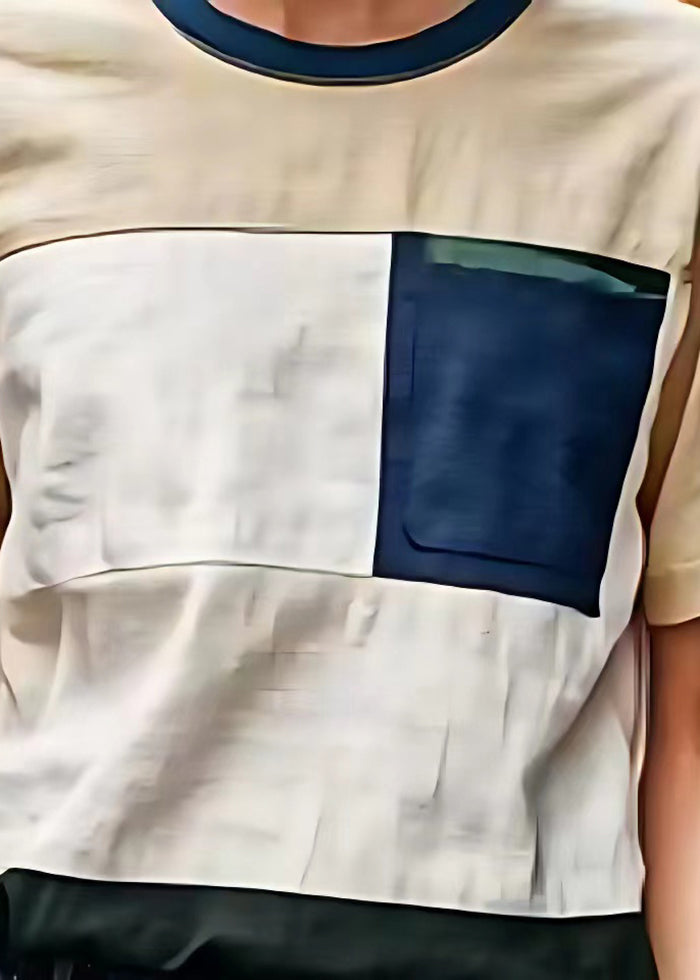 Khaki Oversized Patchwork Linen Beach Vest Summer