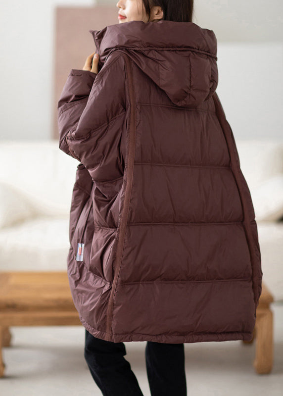 Khaki Hooded Pockets Fine Cotton Filled Witner Coats