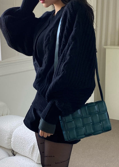 Brief White O-neck Cozy Cable Knit Sweaters Long Sleeve