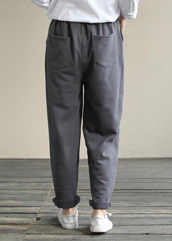 Diy Spring Wide Leg Pants Gray Gifts Elastic Waist Patchwork Pant